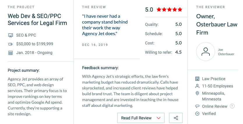 Clutch Reviews | Agency Jet
