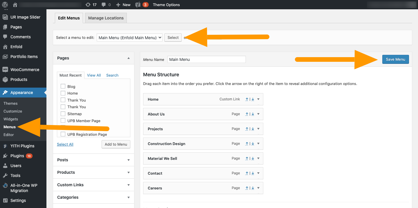WordPress Menu - Agency Jet